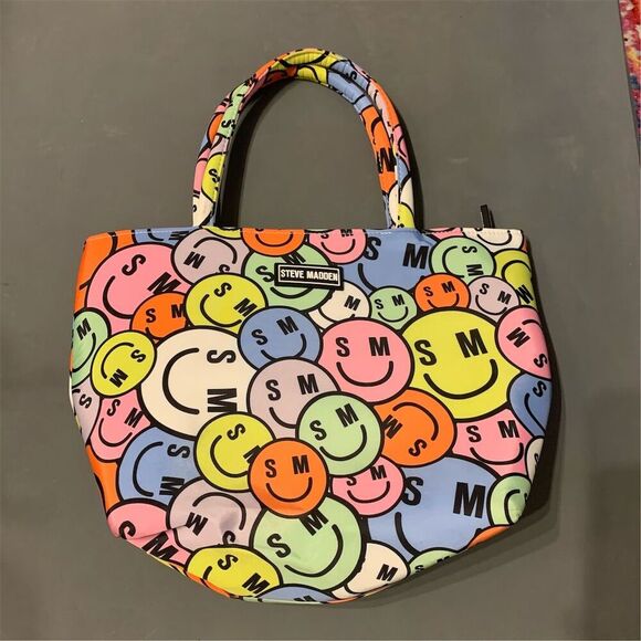 Steve Madden Handbags - Steve Madden Smiley Face Insulated Lunch Tote Bag Multicolor